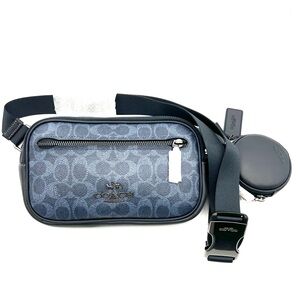 🆕Coach Elias Belt Bag Signature Denim/Midnight Navy